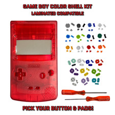 Nintendo Game Boy Color GBC LAMINATED READY Housing CLEAR RED Shell Kit