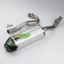 Full System Complete Muffler Exhaust Green Carbon Fit FOR KAWASAKI KLX140L KLX