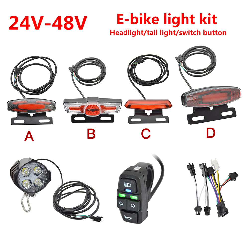 24V-48V E-Bike LED Headlight Tail Light Set Horn Turn Signal