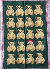 Ulster Weavers Linen Tea Towel Christmas Bears Teddy Santa Green If The Cap Fits