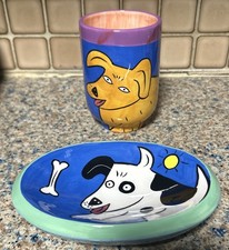Karen Gelff Chaleur Happy Dog Bathroom Cup  Soap Dish