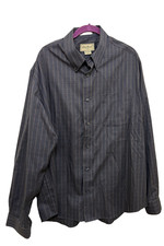 Eddie Bauer Men's Dark Gray Patterned Sz L Wrinkle Resistant Button Down Shirt