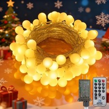 33FT 100LED Christmas Lights Indoor, Globe String Lights for Bedroom 8 Modes ...