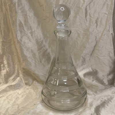 Glass Decanter Bottle Stripes with Heavy Sphere Glass Lid Stopper
