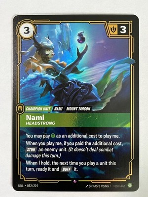 Nami - Headstrong 052/219 Rare Unleashed Riftbound Foil NM/M