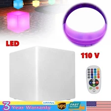 17in LED Cube Light Pub Bar Stool W/Remote Control 16 RGB Colors Changing Chair