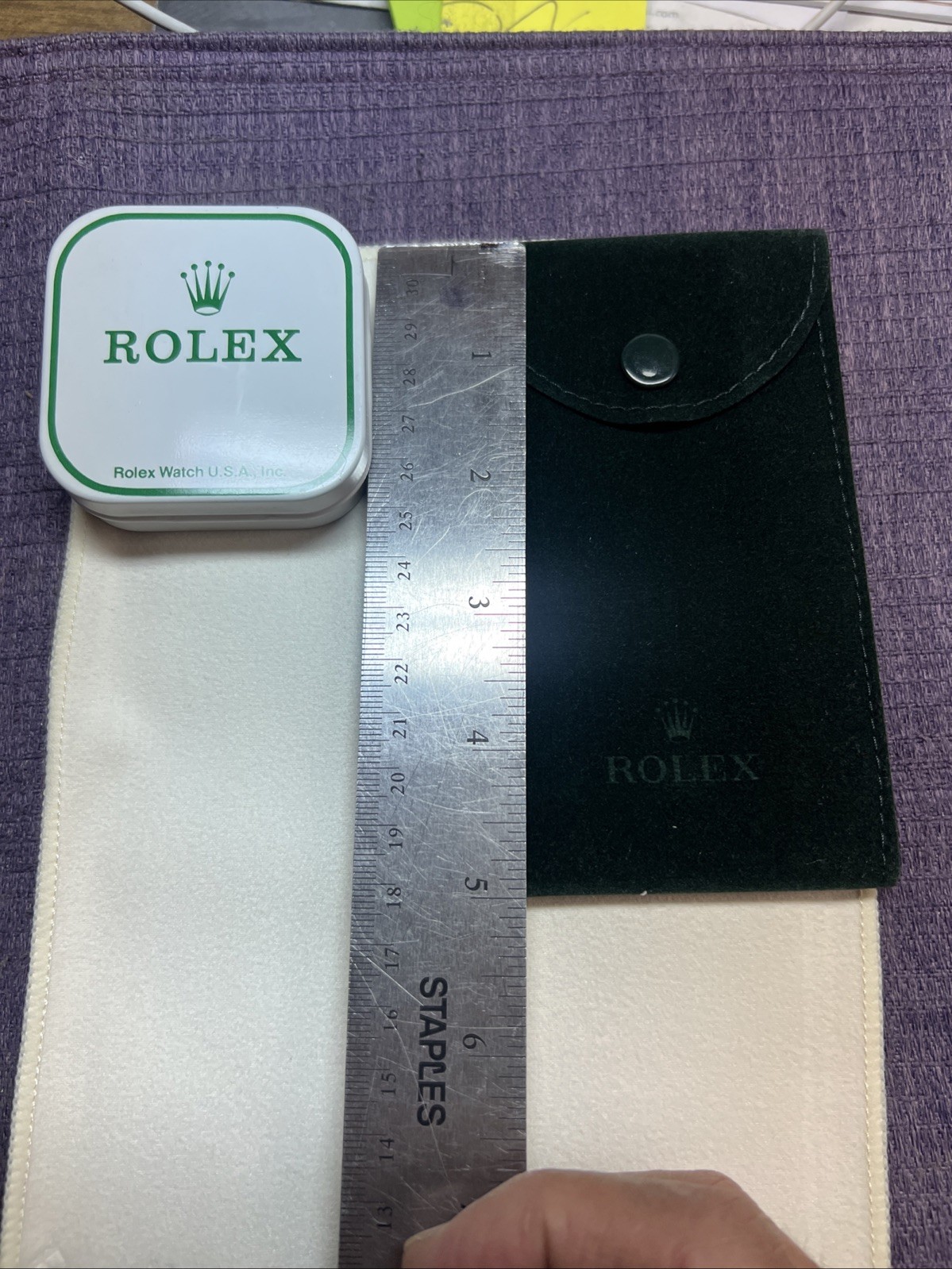 Vintage Rolex service part Storage Thin Box;Travel pouch & Cloth.Not Used Item