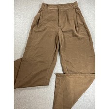 Zara Womens Brown High Waisted Wide Leg Pleated Trousers Size S 26 Mocha 1874