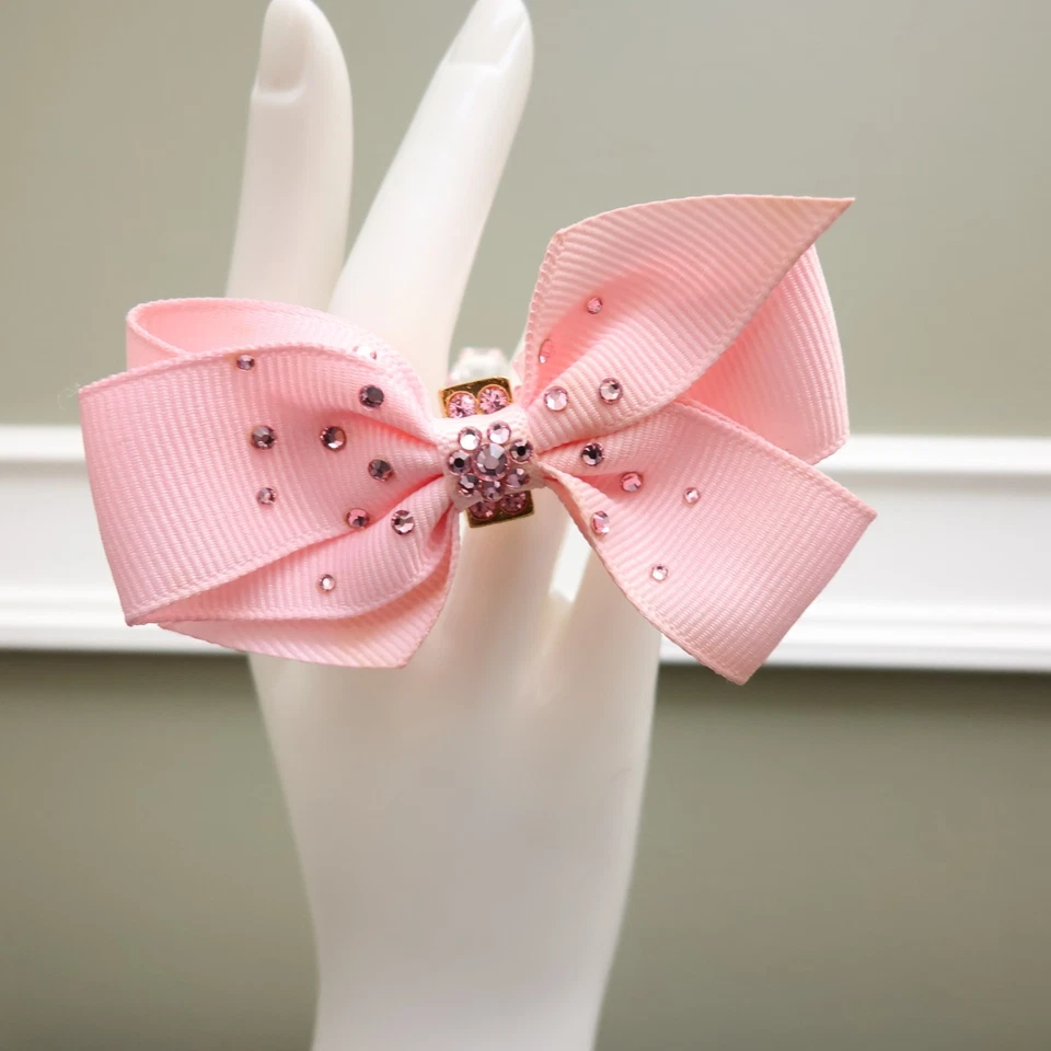 Pulsera Tarina Tarantino Rosa Arco Cinta Gruesgrain Lucite Swarovski Firmada Foto 3 de 4