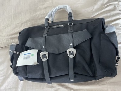 DSQUARED2 Black Solid Duffle Bag Unisex Adult w/ Shoulder Strap, Carry Handle