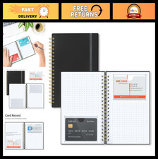 Business Card Credit Card Organizer - Holds 64 Cards, Large Notes Area, Black