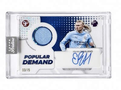 2025-26 Pristine EPL Erling Haaland Popular Demand Autograph Relic Blue /75