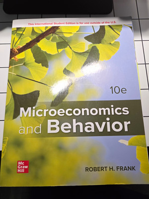 McGraw Hill Microeconomics and Behavior 10e Intl Ed Frank Paperback 2016