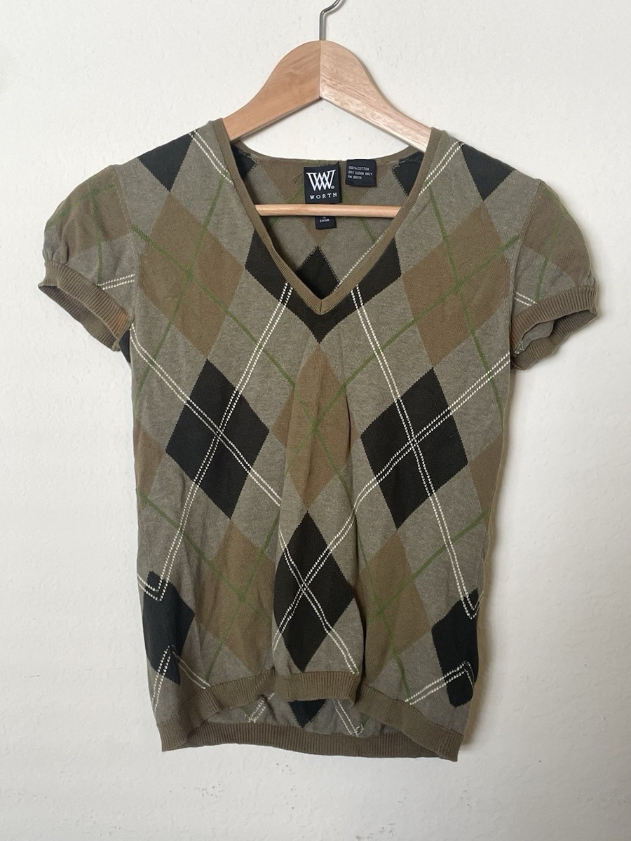 Vintage Cotton Argyle Babydoll Top | eBay