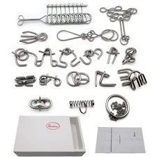 18 Sets Metal Brain Puzzles Teasers IQ ToysMetal Puzzles Games for Adults Kids