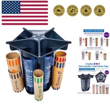Compact Coin Organizer with Wrappers - Simplify Change Sorting at Home & Office
