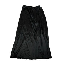 Vintage JCPenney Black Maxi Half Slip Skirt Lace Trim Made in USA Medium 3835