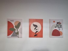 Tableau Triptyque Décoratif Mural Art Abstrait 90x40cm