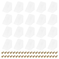 50Sets 90 Degree Plastic Corner Braces with Cover Cap 17.2x21x21mm White