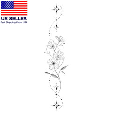 Floral Temporary Tattoo Flower Leaf Vine Fake Tattoos for Spine