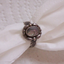 Small Sterling Silver Ring - Abalone Shell Type Center- Size 4