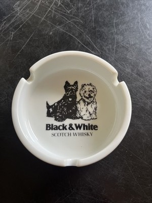 BLACK and WHITE Scotch Whiskey ASHTRAY (Terrier dogs)