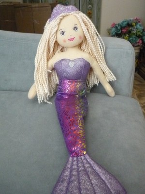 Ganz Shimmer Cover plush Mermaid blonde white yarn hair 18''
