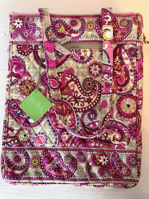 Vera Bradley Paisley Meets Plaid Laptop Travel Tote Padded Pink Brand New w/Tags