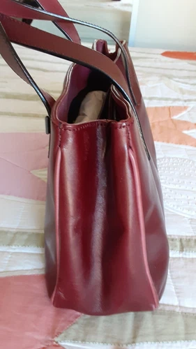 CESARE PACIOTTI Burgundy Genuine Leather Satchel Made In Italy - Picture 3 of 6