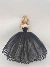 1/6 Doll Clothes Wedding Gown Off Shoulder Evening Dress Clothing Black 11.5