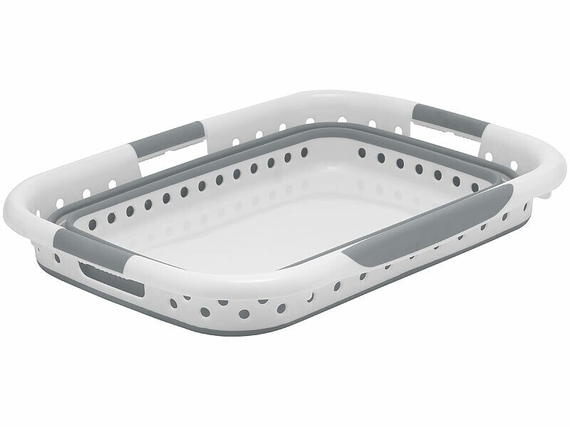 Panier à linge pliable 28 L Infactory en plastique gris bac à linge rétractable pour buanderie - 4
