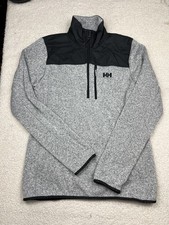 Helly Hansen 1/4 Zip Pullover Sweater Medium Gray Black Fleece