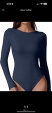 Womens Crew Neck Long Sleeve Bodysuit Double Lined Body Suits Basic T-Shirt Tops