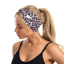 Purple Fashion Women Leopard Print Cross Elastic Headband Gym Hairband Hair Wome