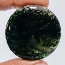 100 Natural Moss Agate Round Cabochon Loose Gemstone 76 Ct. 37X37X6 mm X-27345