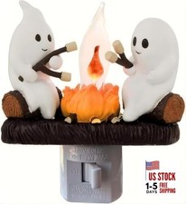Ghost Campfire Nightlight,Halloween Campfire Flickering Night Cute Ghost