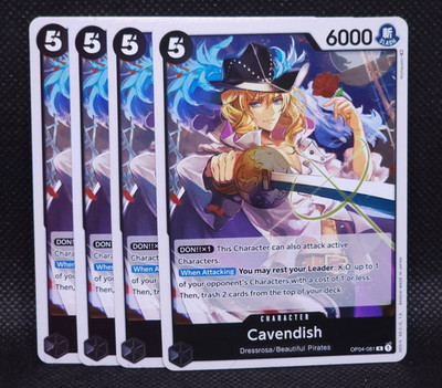 One Piece Card Game OP04-081 Cavendish Playset x4