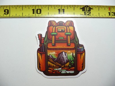 BACKPACK HIKE COLORFUL SCENE SMALL STICKER DECAL OUTDOORS NATURE VACATION TRAVEL
