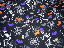 Halloween Scrub Top Skeletons, Spider Webs, Bats Size M