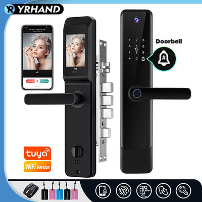 Tuya Wifi Digital Electronic Smart Door Lock With Biometric Camera Fingerprint P