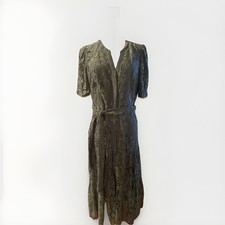 Nanette Lepore NWT Olive Green Lace Midi Dress Tie Waist Scalloped Hem 10