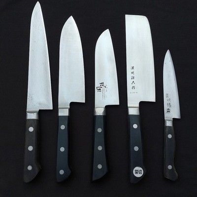 Japanisches Küchenmesser 5er Set Gyuto Santoku Nakiri Petty Double Bevel Messer