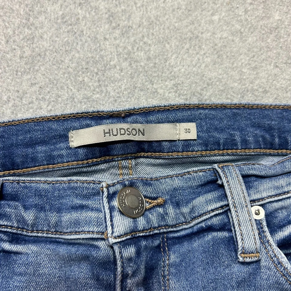 Jeans Hudson para mujer 30 Nico pierna recta elásticos desgastados lavado claro denim Foto 3 de 4