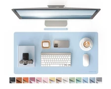 32x16 Inch PU Mouse Pad Faux Leather Large Desk Pad Baby Blue Color