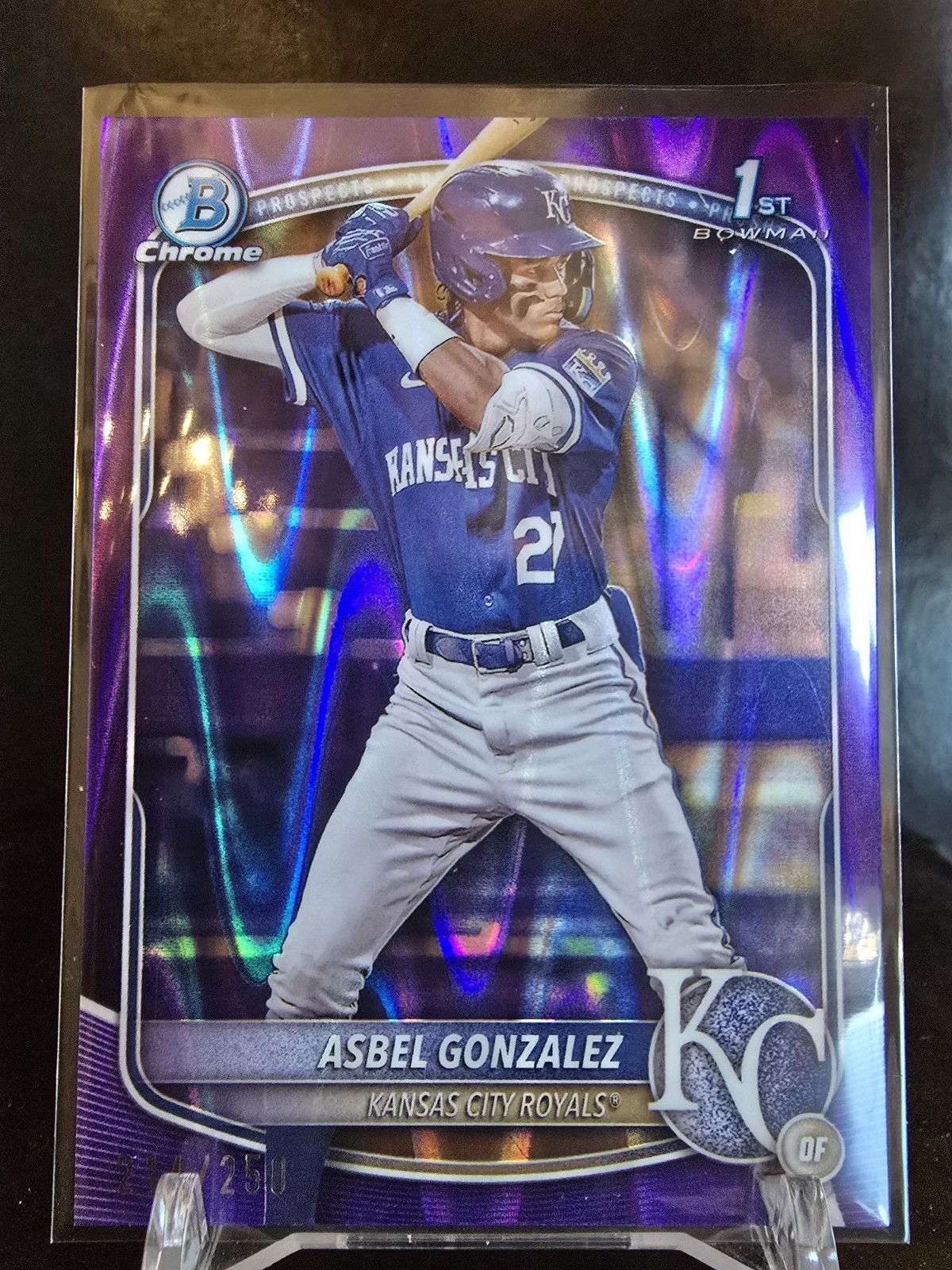 2025 Bowman Chrome Prospects Purple Raywave #BCP-4 Asbel Gonzalez 1st /250