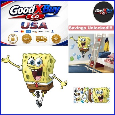 Spongebob Squarepants Wall Decal Giant Peel & Stick Reusable Vinyl Kid Room