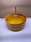 Vintage glazed ceramic round planter yellow brown MCM Mccoy style USA pottery