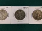 Walking Liberty Half Dollar 1941 P, D S Mint Lot of 3 90% Silver Must See Pics