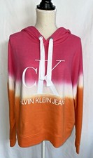 Calvin Klein Jeans Logo Tie Dye Colorblock Hoodie Sweatshirt Size M