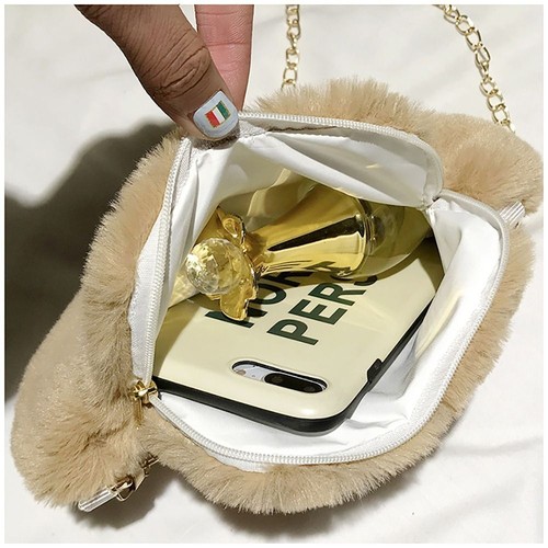 Fluffy Soft Faux Fur Messenger Bag Crossbody Handbag Shoulder Bag Bear's paw - Picture 5 of 15